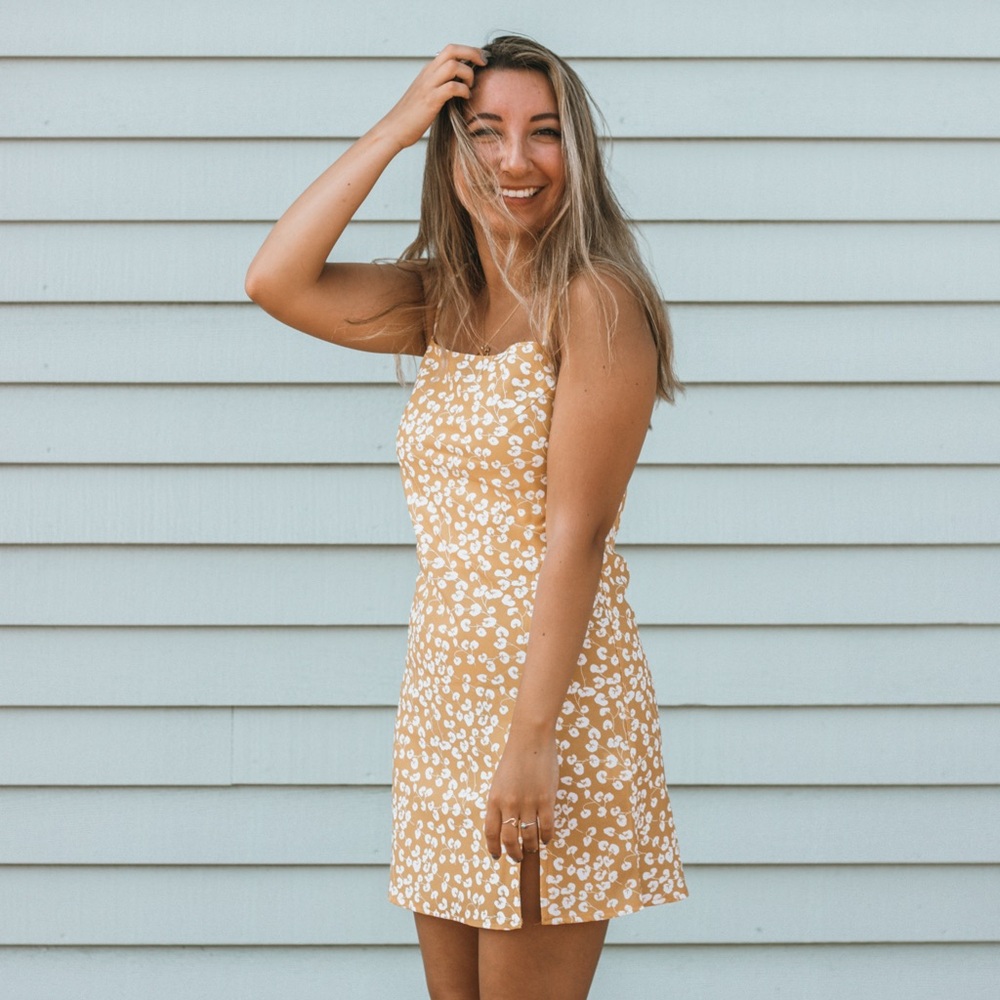 Princess Polly yellow floral dress US size 0